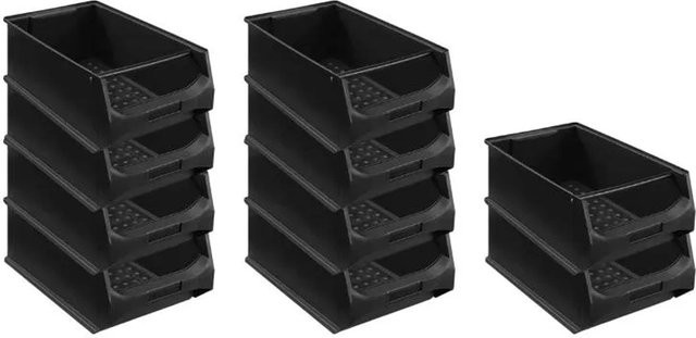 PROREGAL SparSet 10x ESD Sichtlagerbox 5,1 mit Griffstange, Schwarz, H x B x T: 20 x 30 x 50 cm, 21,8 Liter - Bild 1