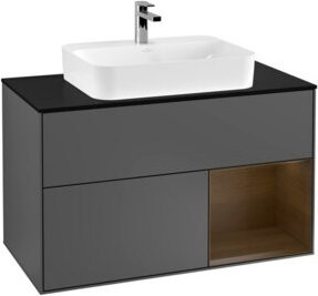 V&B Finion Waschtischunterschrank mit LED-Beleuchtung und Regalfach, Anthrazit, Breite: 100 cm - Bild 1