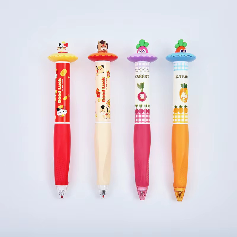 2 Stück mr.paper Space Twist Pen Radieschen-Serie biegsame Cartoon-Stifte in Gelb und Multicolour zum Stressabbau - Bild 1