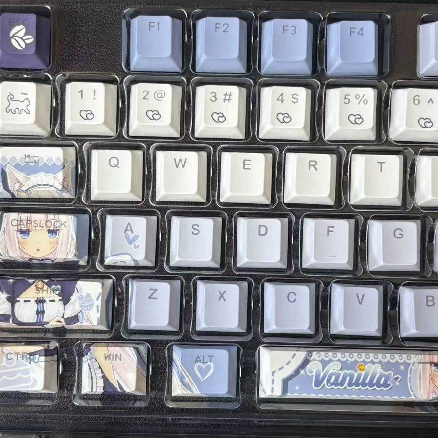 Nekopara Vanilla Cherry Profile Tastenkappen für mechanische Tastaturen, 122 Tasten, Multicolour und Transparent, Anime Sammlerstück - Bild 4