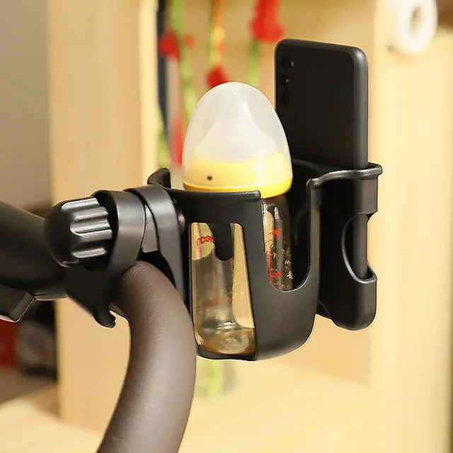 Universal Becher- und Telefonhalter für Kinderwagen in Schwarz und Grün - Bild 1