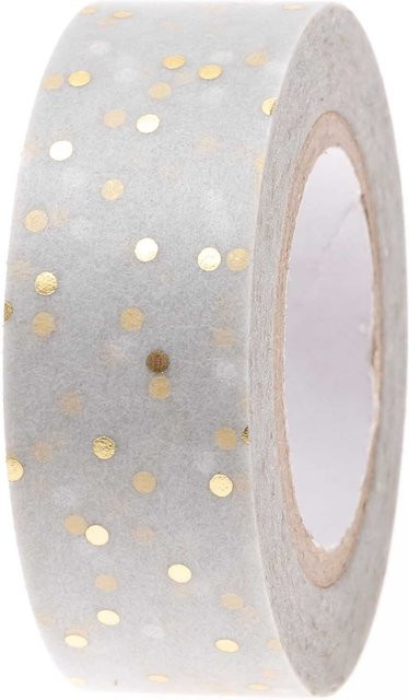 Rico Design Paper Poetry Washi Tape mit Punkten in Grau und Gold, Breite: 1,5 cm, Länge: 10 m - Bild 1