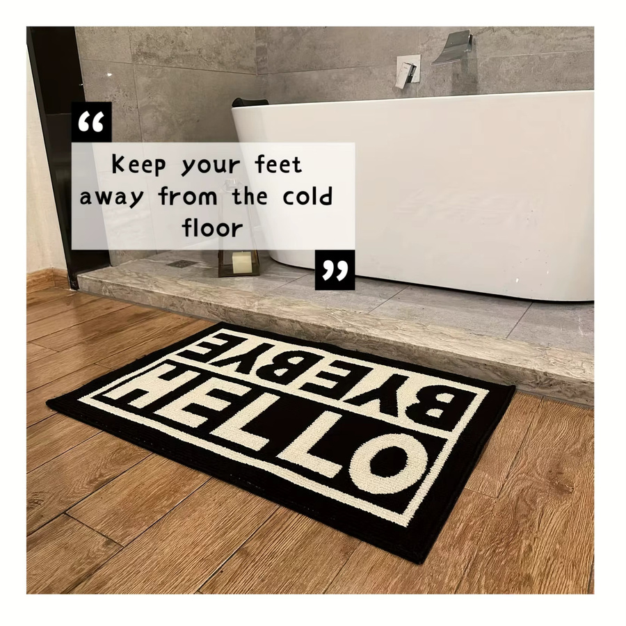 VIKAMA Hello Rug Bodenmatte Schwarz, rutschfest und schmutzabweisend, rechteckig für Wohnzimmer, Schlafzimmer oder Flur - Bild 3