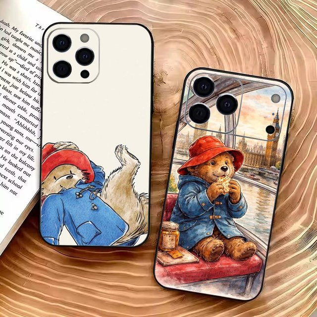 Schwarze Paddington Bär Handyhülle für iPhone 11 bis iPhone 17 Pro Max und weitere Modelle - Bild 1