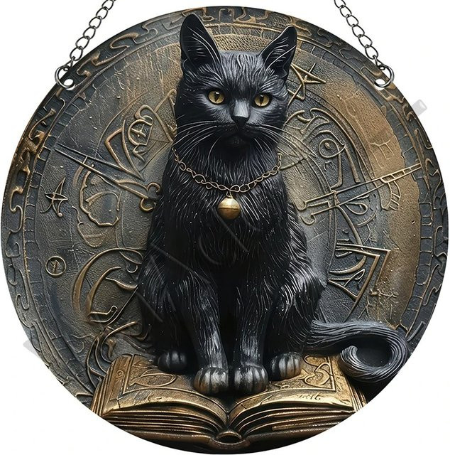 CIFBUY Vintage Metallschild Rund mit Tier-Motiv in Schwarz als magnetische Wanddeko für dein Zuhause - Bild 1