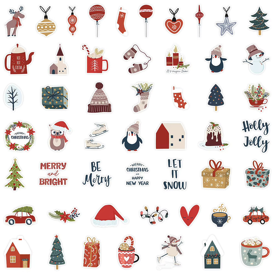 Charile Retro Weihnachten Aufkleber Set, bunte Cartoon Graffiti Sticker für Laptop und Telefon, ästhetische Weihnachtsdekoration aus Papier - Bild 3