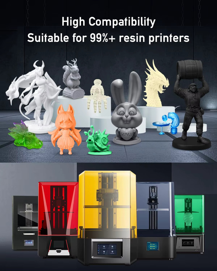 SUNLU ABS-ähnliches Resin in Weiß, 1 kg UV-härtendes Photopolymer für 2K 4K 6K 8K LCD DLP SLA 3D-Drucker - Bild 2