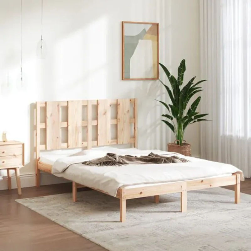 Massivholzbett Vidaxl aus Kiefer in Braun Natur im skandinavischen Design, B/T: 120 x 190 cm - Bild 1
