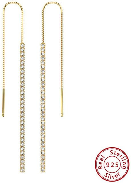 Ohrringe 925 Silber, Zirkonia, Damen, beige - Bild 1