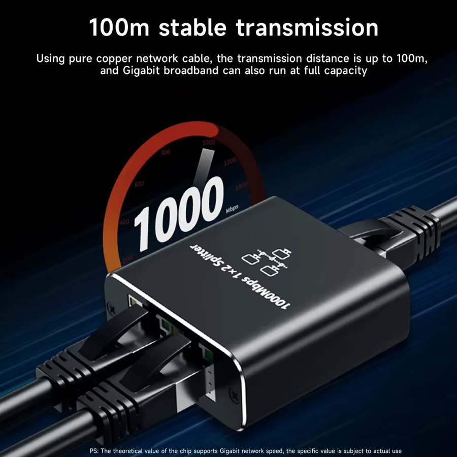 PzzPss Gigabit-Ethernet-Switch RJ45-Splitter LAN-Erweiterungsadapter 1000 Mbit/s Schwarz - Bild 4
