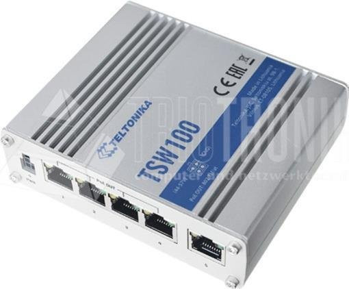 Teltonika IP30 Industrie unmanaged Switch TSW100 mit 5-Port 1Gbit PoE+ in Schwarz - Bild 2