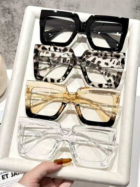 CAIPAI Brille, rechteckiger Rahmen, Vollrand, Kunststoff, mehrfarbig, transparent - Bild 1