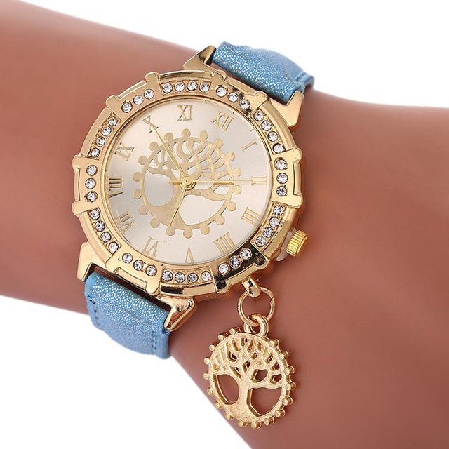 Your Fashion Armbanduhr, Baum des Lebens, Leder, Gold, Quarz, 35 mm, Damen - Bild 1