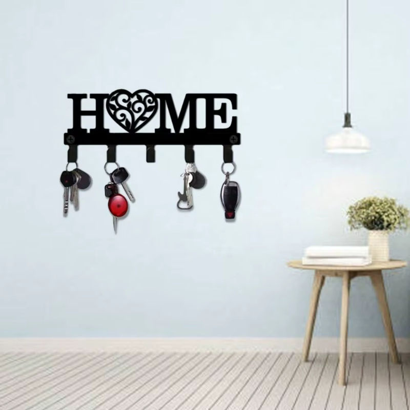 CIFBUY Metall-Wandkunst Schlüsselhaken in Schwarz als rustikaler Organizer für Mäntel, Hüte und Taschen - Bild 5