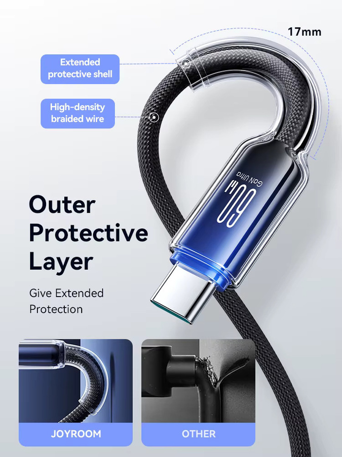 Joyroom USB C Schnellladedatenkabel 100 W in Weiß für iPhone 16/15, Huawei, Samsung, Xiaomi und MacBook Pro - Bild 4