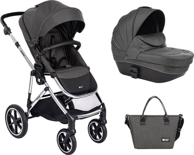 Kikkaboo Kinderwagen Thea 2 in 1 Kombikinderwagen mit Babywanne, Wickeltasche und Fußabdeckung in Dunkelgrau - Bild 1