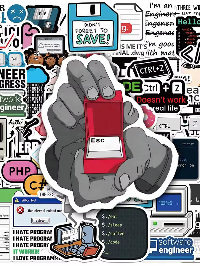 Rspctou Lustige Cartoon Programmieringenieur Aufkleber Java 404 Netzwerkfehler Sticker für Laptop und Koffer in Multicolour - Bild 5