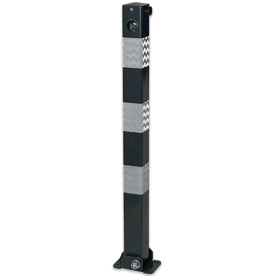 UvV Comfy Absperrpfosten Anthrazit aus Stahl, klappbar, Dreikant, feuerverzinkt mit weißer Reflexfolie, Höhe: 90 cm, Breite: 7 cm, Tiefe: 7 cm - Bild 2