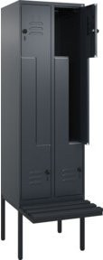 C+P Z-Spind Classic PLUS Sitzbank mit 4 Fächern und Sicherheits-Drehriegel, Farbe Anthrazit/Schwarz, B/T/H: 212,0 x 60,0 x 81,5 cm - Bild 1
