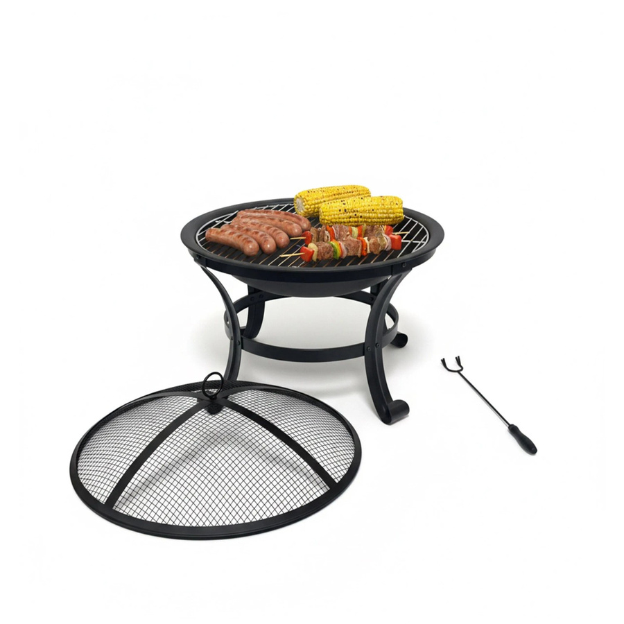 Relaxdays Feuerschale aus Stahl in Schwarz mit Grillrost, Durchmesser: 50 cm, Höhe: 55 cm - Bild 2