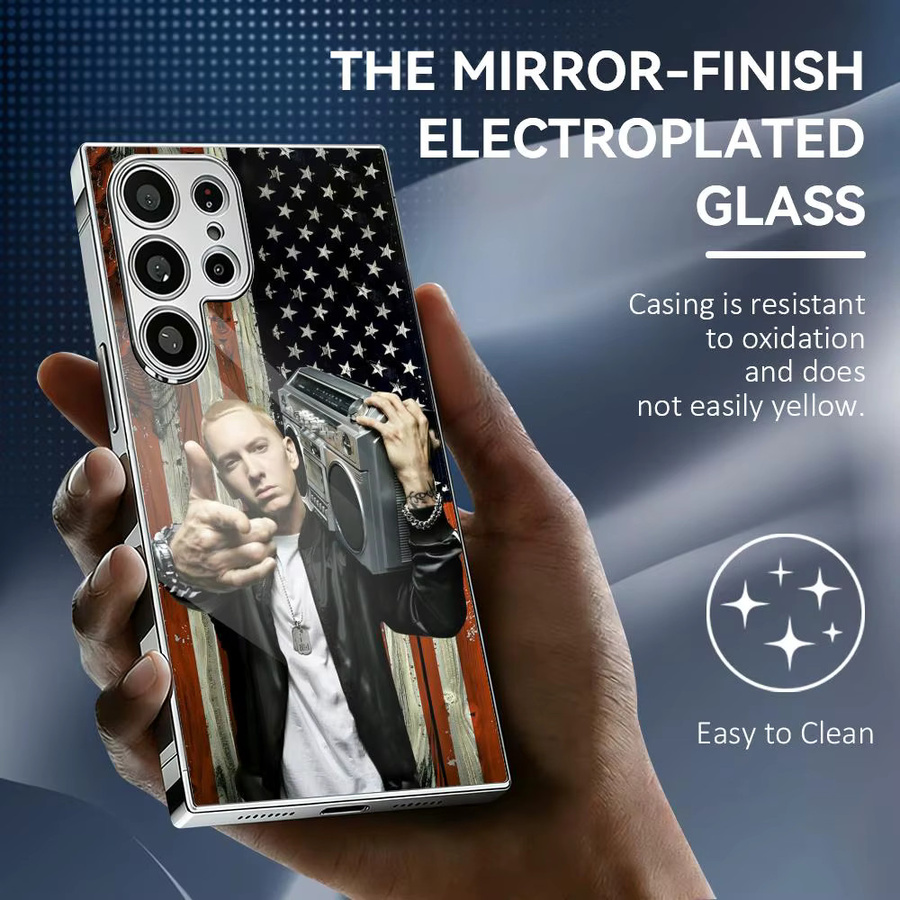 Handyhülle mit Rapper E-Minim Motiv und galvanisiertem Metallrahmen für Samsung Galaxy S25 Ultra, S24 Ultra und S23 Ultra in Multicolour - Bild 5