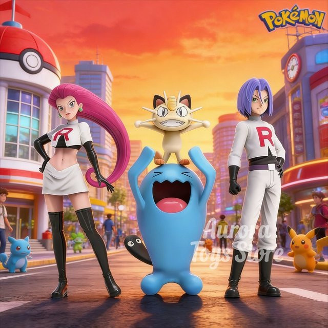 Bandai Pokémon Rocket Team Actionfigur, Anime, Kunststoff, Bunt - Bild 1