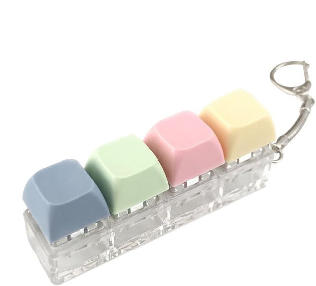 A Family Of Home Textiles Fidget Schlüsselanhänger, 4 Tasten Tastatur, Mechanisches Stressabbau-Spielzeug mit Geräusch - Bild 1
