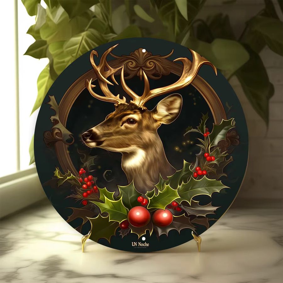Potdemiel Weihnachts-Elch-Kranz Wanddekoration aus Aluminium, B/H: 20,3 x 20,3 cm - Bild 5