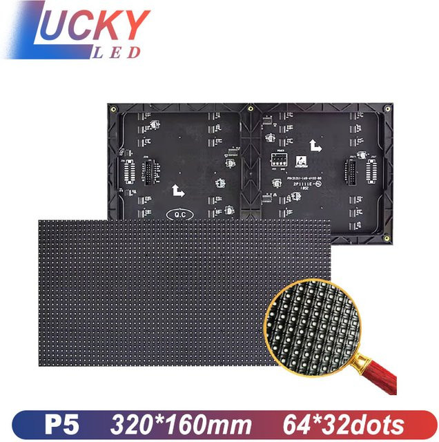 OEING Indoor LED-Matrix-Bildschirmmodul P5 RGB SMD2121 mit 64x32 Pixeln, HD 1/16 Scan, HUB75 Anschluss, Schwarz - Bild 1
