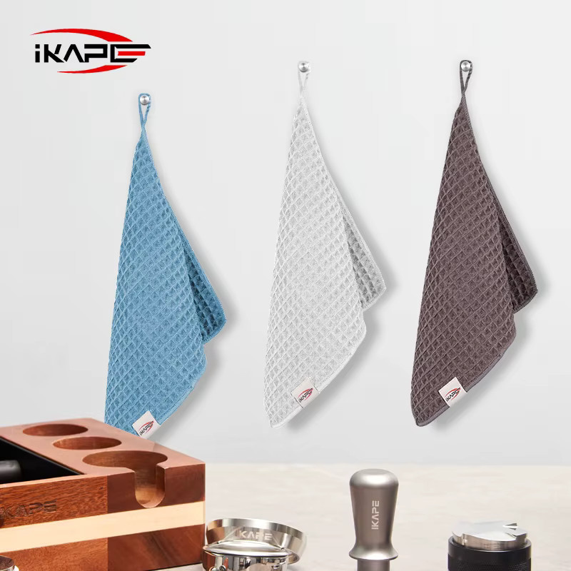 IKAPE Mikrofaser-Reinigungstücher für Kaffeebars, 3er-Pack, grau und mehrfarbig, hochsaugfähig für Dampfdüsen, Filter und Oberflächen - Bild 2