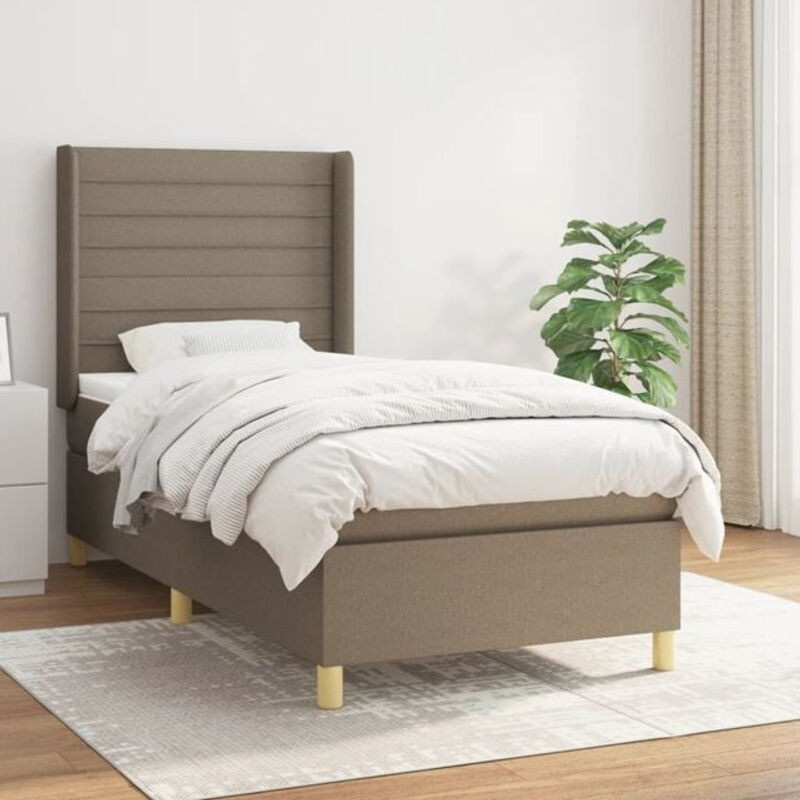 VIDAXL Boxspringbett mit Matratze in Taupe meliert aus Stoff und Holzwerkstoff, B/T/H: 90 x 190 cm - Bild 1
