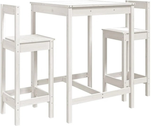 vidaXL 3-tlg Gartenbar-Set Modell 1 aus weiß lackiertem Massivholz Kiefer - Bild 1