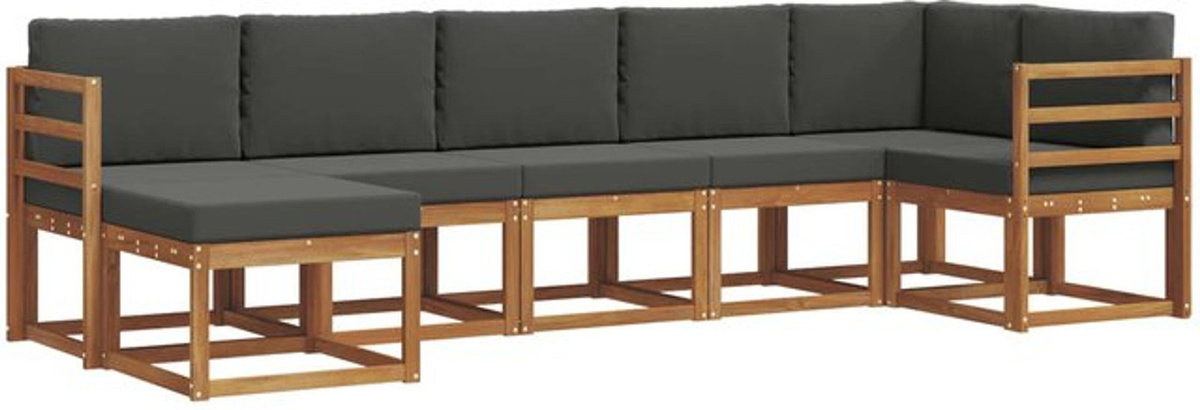 Modernes 7-teiliges Outdoor-Sofagarnitur Loungemöbel Set aus Akazie mit Kissen von vidaXL in Natur und Anthrazit - Bild 1