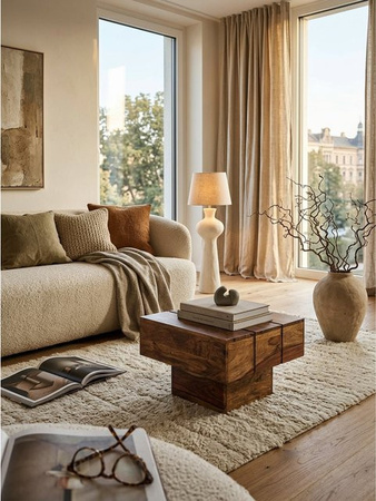Beistelltisch aus Massivholz im Landhausstil mit Cube-Design von KADIMA DESIGN, Braun, B/T/H: 44 x 44 x 30 cm