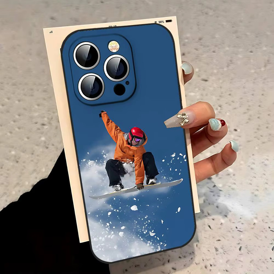 Snowboard-Sport Handyhülle in Schwarz passend für iPhone 17, 16, 15, 14, 13, 11 Pro Max, Plus, X, Xr, Xs Max und 13 Mini - Bild 5