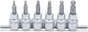BGS Bit-Einsatz-Satz mit Innensechskant und Kugelkopf, 6-teilig, Silber, Antrieb Innenvierkant 10 mm (3/8 Zoll), Größen 3 - 8 mm - Bild 1