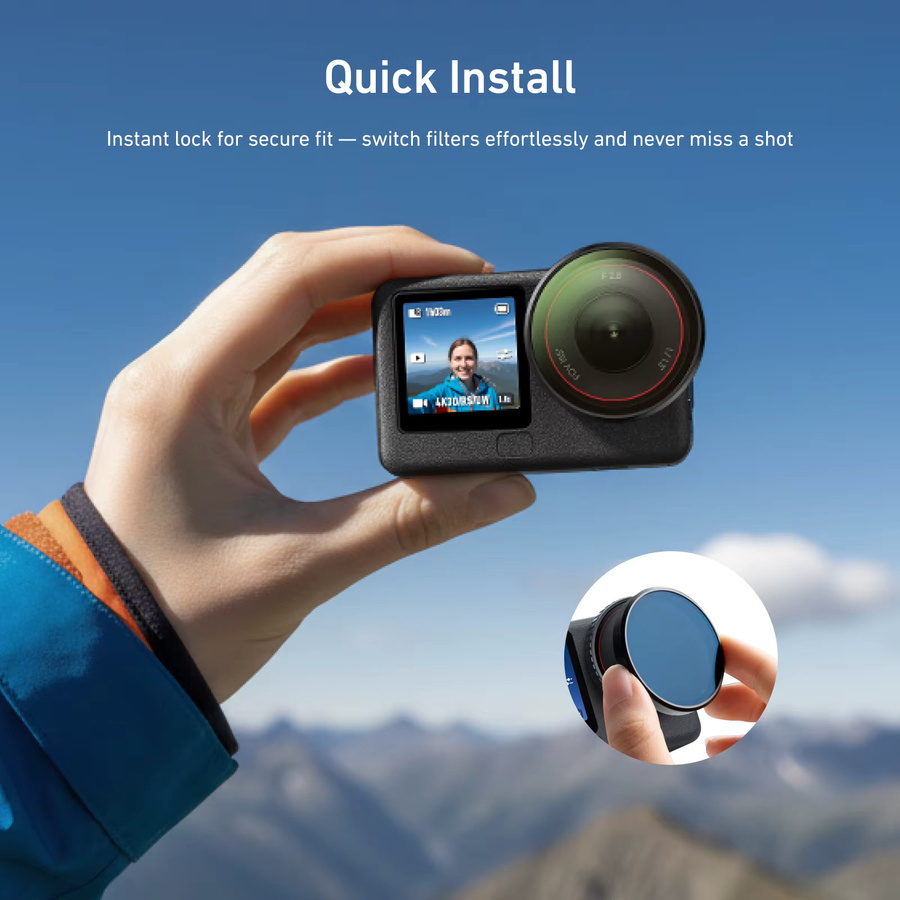 TELESIN CPL ND Filterset mit Schnellverschluss für DJI OSMO Action 6 inklusive ND8 ND16 ND32 und UV VND Filtern - Bild 3
