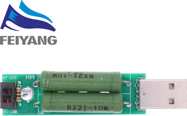 SAMIROB Digitaler USB-Strom- und Spannungsmesser mit Lastwiderstand und Schalter, 1A mit grüner LED oder 2A mit roter LED - Bild 1
