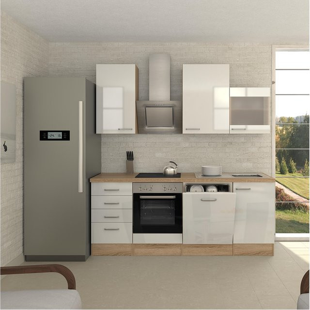 Küchenzeile Flex-Well Valero mit Schränken und Schubladen, Breite: 220 cm, Tiefe: 57 cm, Höhe: 82 cm - Bild 1