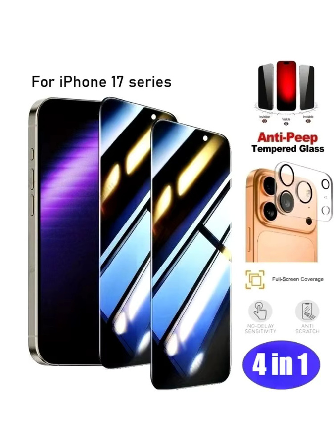 4-in-1 Anti-Spionage Schutzset für iPhone mit Hartglas-Displayfolie und Kameraobjektivglas in Transparent - Bild 7
