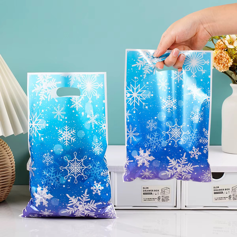 50 Stück Weihnachts Schneeflocken Geschenkbeutel in Blau für Süßigkeiten und Cookies zur Partydekoration - Bild 2