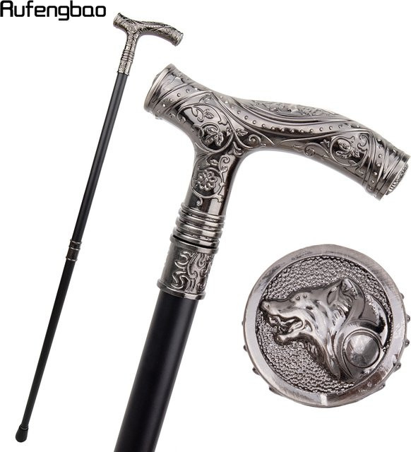 Rufengbao Silberner Wolfskopf-Blumenstab, 93 cm, Metall - Bild 1