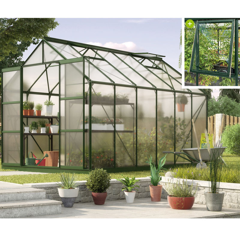 Vitavia Gewächshaus Jupiter 9900 in Smaragdgrün mit 9,9 m² Fläche, Polycarbonat-Platten und Aluminiumrahmen - Bild 4