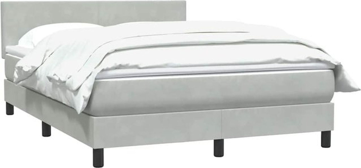 vidaxl Boxspringbett mit Matratze in Grau und Weiß aus Samt, B/T/H: 160 x 210 cm - Bild 1