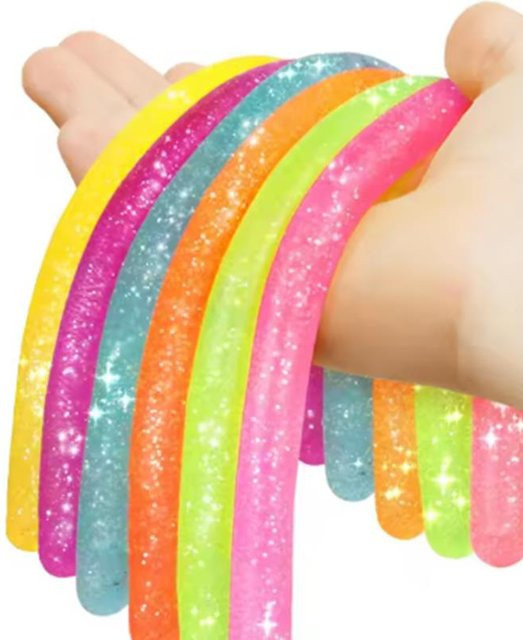 5 Stück Große Dehnbare Schnüre, Sensorisches Spielzeug, Texturierte Glitzer Fidget Nudeln - Bild 1