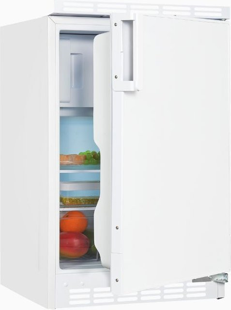 Exquisit UKS115-3-080E Unterbau-Kühlschrank in Weiss mit LED-Innenbeleuchtung und Flaschenregal - Bild 1