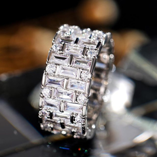 YIRAN Jewelry Eheringe, Kupfer, Weiß, Zirkonia, Damen - Bild 1
