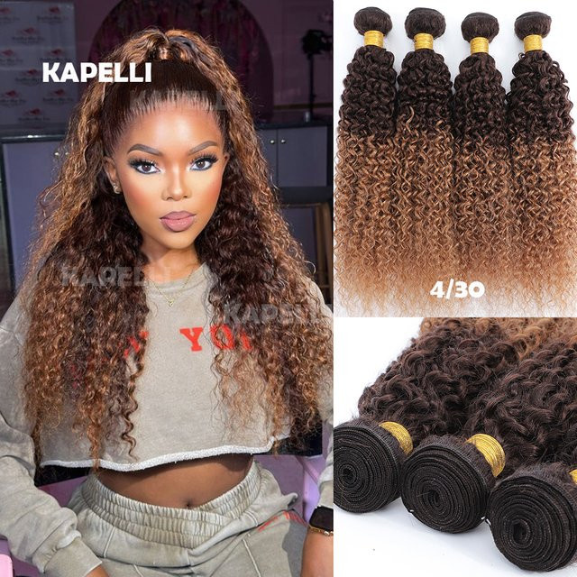 Kapelli Echthaar-Bündel Kinky Curly Ombre Blonde, 100% Jungfräuliches Rohes Haar - Bild 1