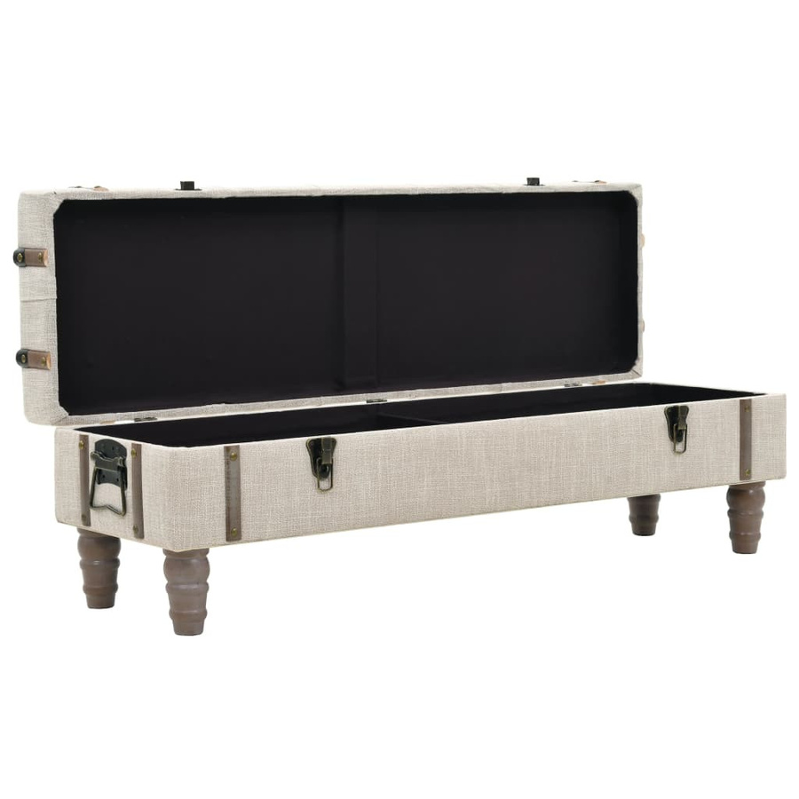 vidaXL Aufbewahrungsbank aus Tannenholz und Stahl in Beige und Weiß, B/T/H: 111 x 34 x 37 cm - Bild 2