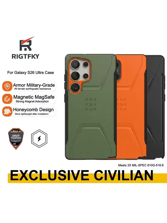 Civilian Series Heavy Armor Stoßfeste Handyhülle für Samsung Galaxy S26 und S25 Ultra mit Magnetfunktion in Rot oder Grün - Bild 6